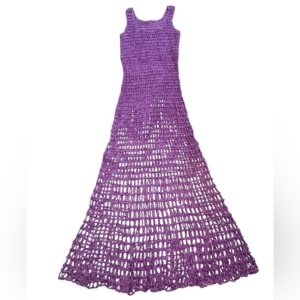 ALIX PINHO***Purple Crochet Maxi Dress***One Size $985